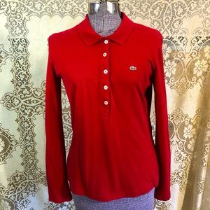 Red Lacoste Long-sleeve Polo 42